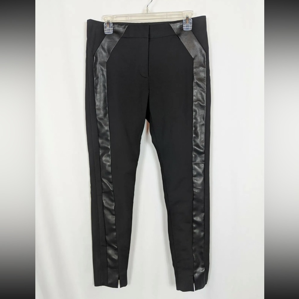 Armani Exchange Black Faux Leather Trim Cigarette Pants Trousers Skinny Size 4